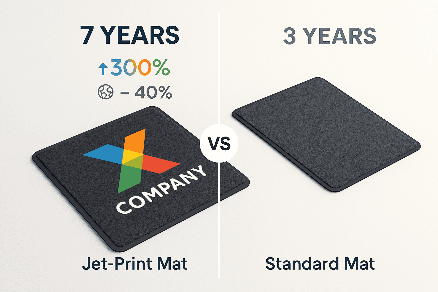 Logomatten im Vergleich: Jet-Print vs. Standardmatten