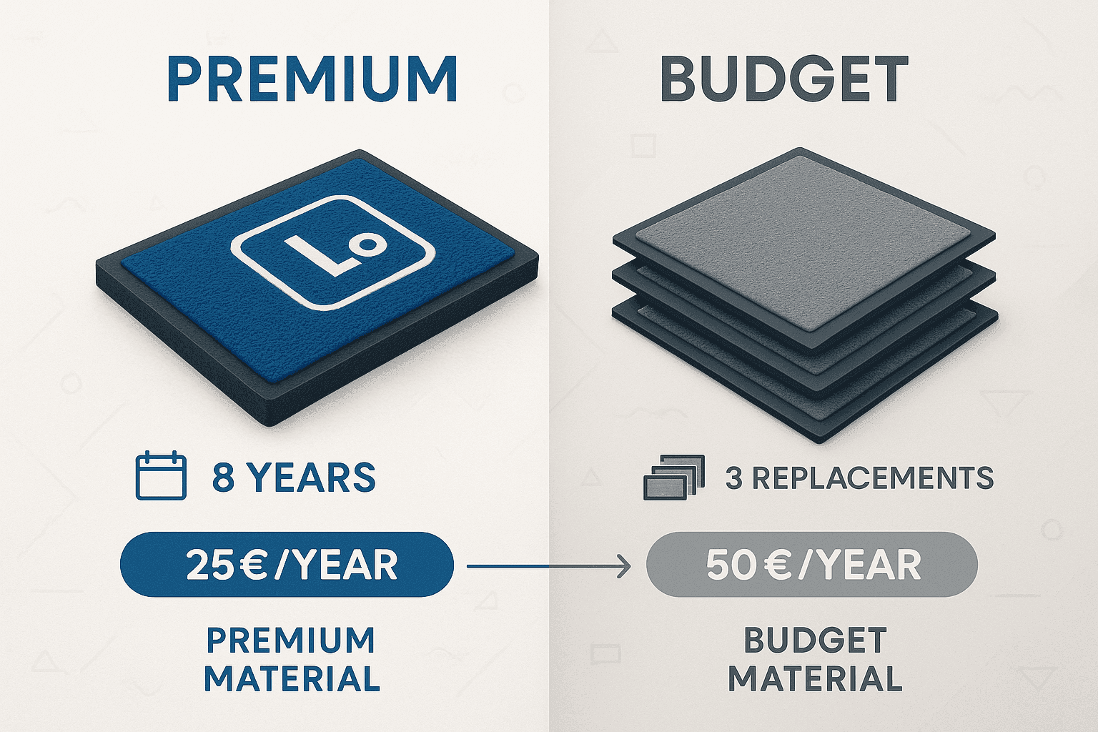 Budget vs Premium Logomatten: Was du extra bezahlst und warum es lohnt
