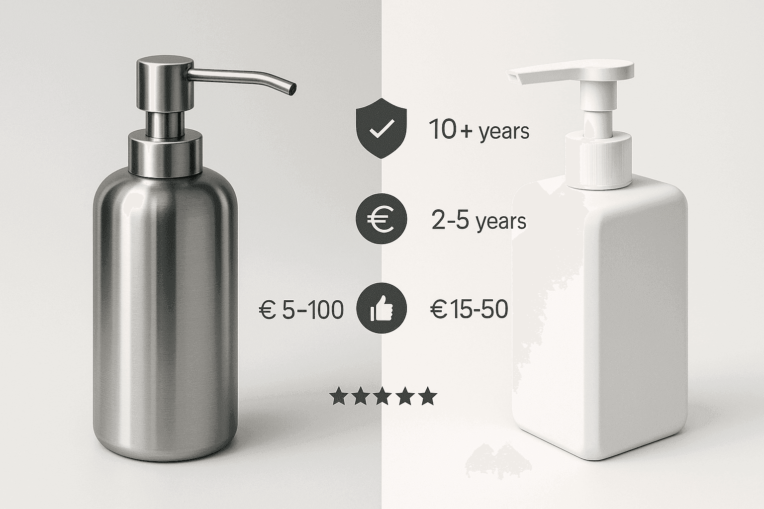 Seifenspender Design & Funktion: Edelstahl vs Kunststoff – Der große Materialvergleich